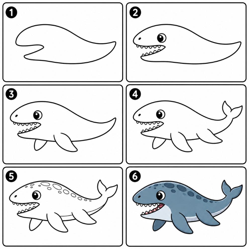 Friendly Mosasaurus Drawing Ideas