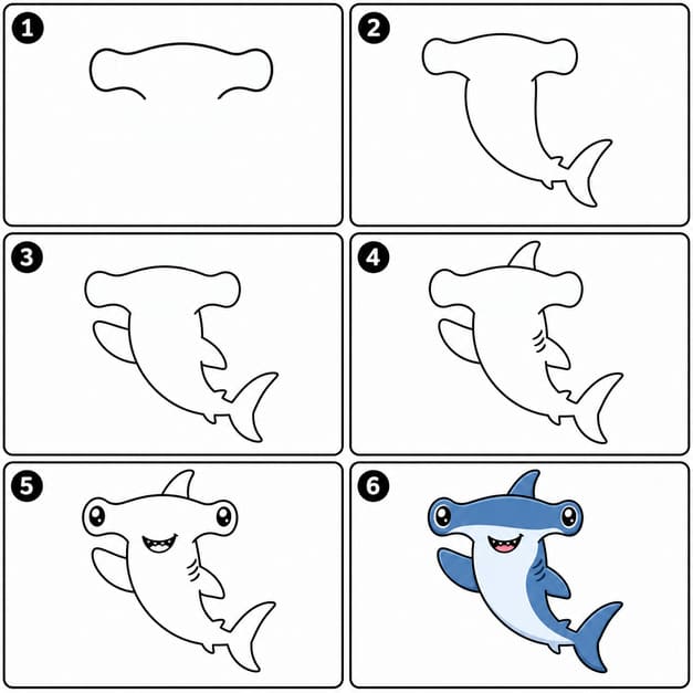 Friendly hammerhead shark Drawing Ideas