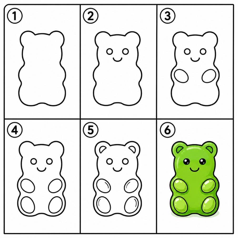 Green gummy bear Drawing Ideas