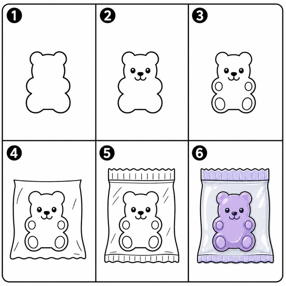 Gummy bear in bag Drawing Ideas