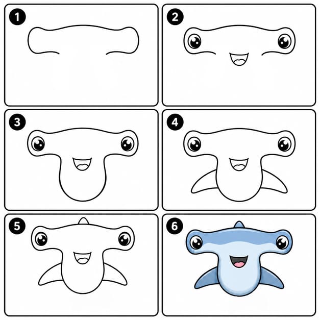 Hammerhead shark front view Drawing Ideas