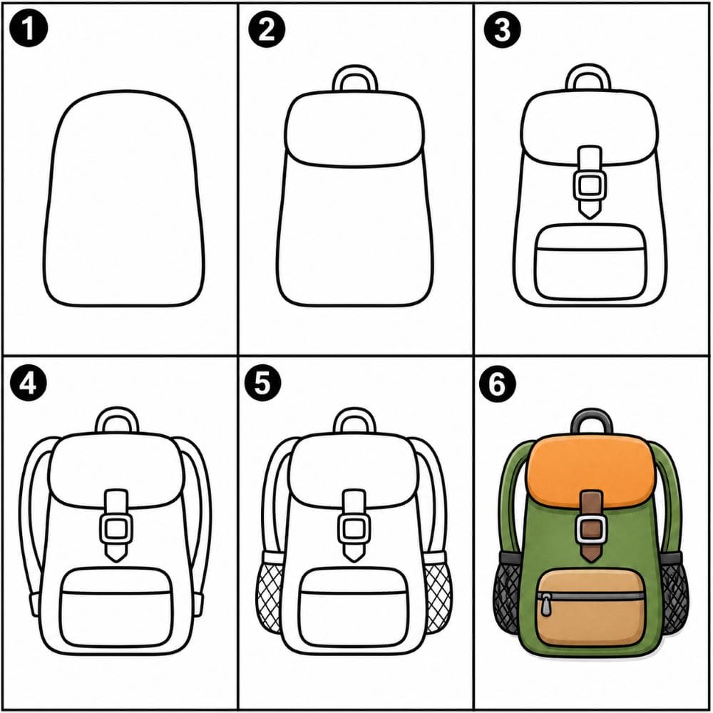Hiking backpack Drawing Ideas