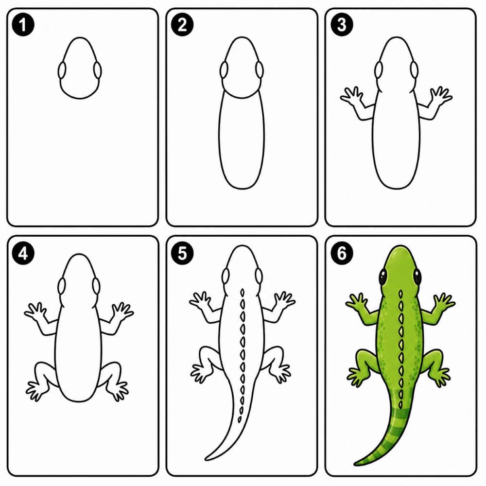 Iguana from the top Drawing Ideas