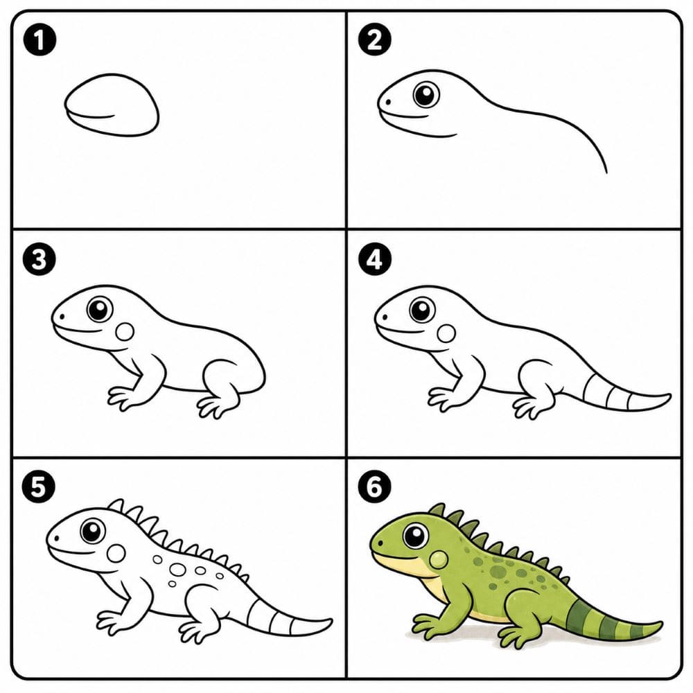 Iguana with big eye Drawing Ideas