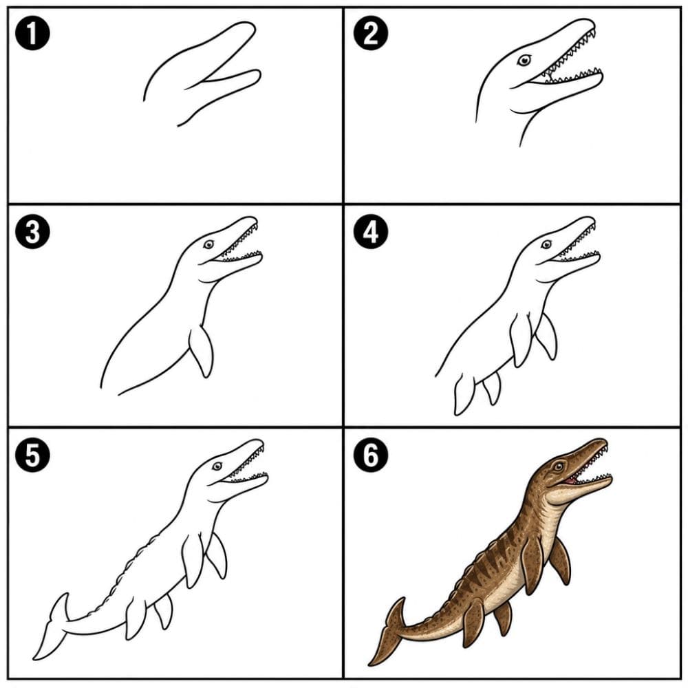 Mosasaurus Dinosaur Drawing Ideas
