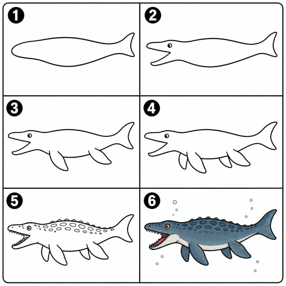 Mosasaurus Drawing Ideas