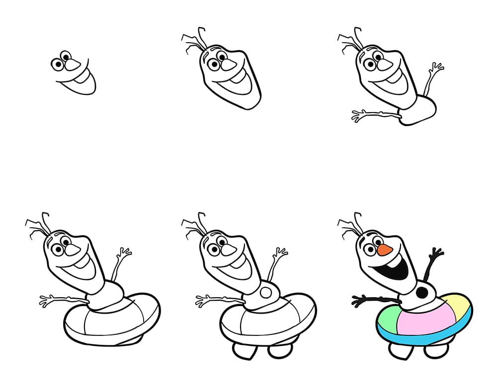 Olaf with a swimming float Drawing Ideas