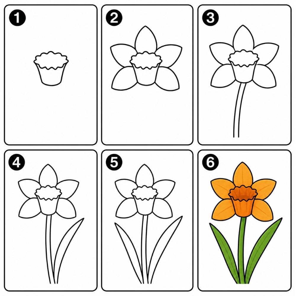 Orange daffodil Drawing Ideas