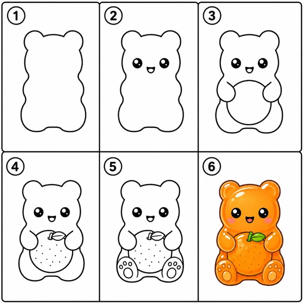 Orange gummy bear Drawing Ideas