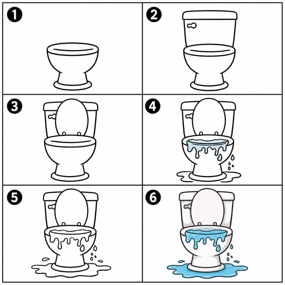 Overflowing toilet Drawing Ideas