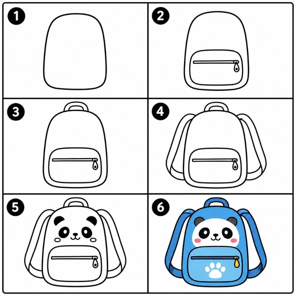 Panda face backpack Drawing Ideas