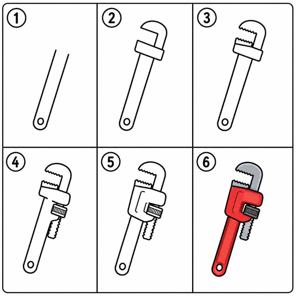 Pipe wrench Drawing Ideas