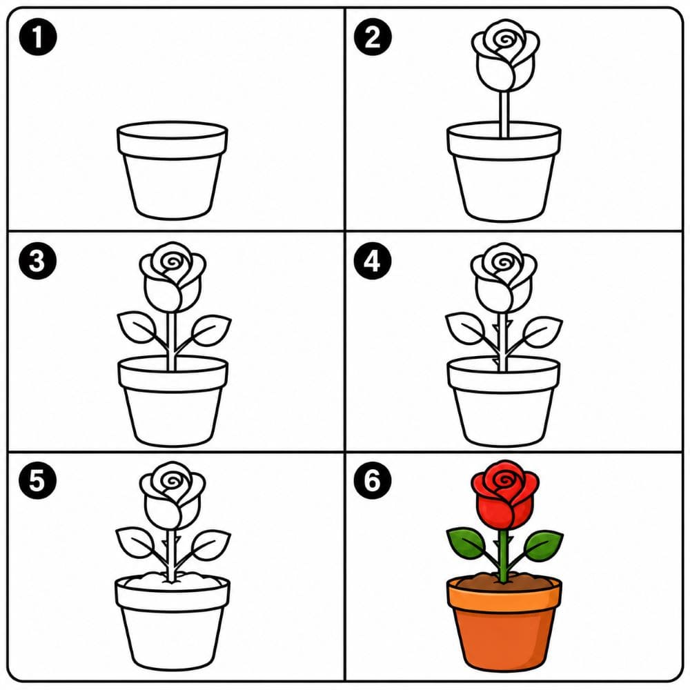 Rose pot Drawing Ideas