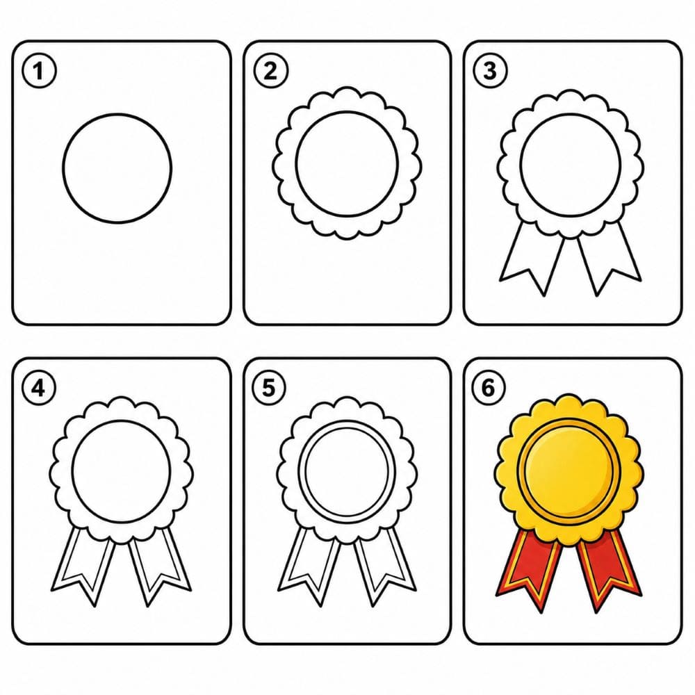 Rosette Medal Drawing Ideas
