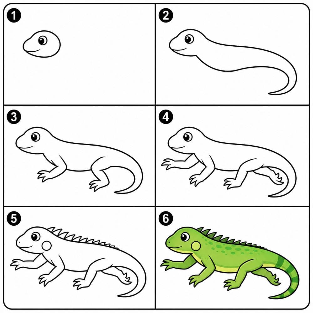 Running iguana Drawing Ideas