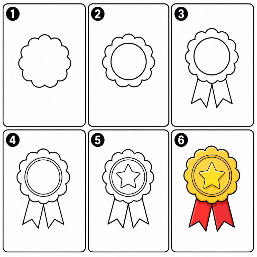 Scalloped edge medal Drawing Ideas