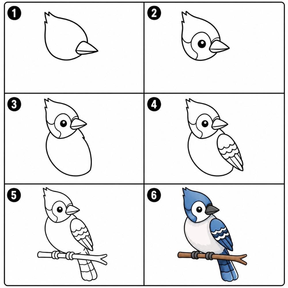 Simple Blue Jay Drawing Ideas