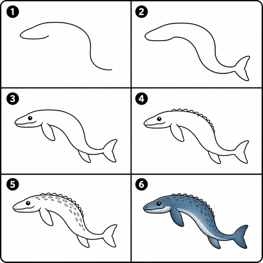 Simple Mosasaurus Drawing Ideas