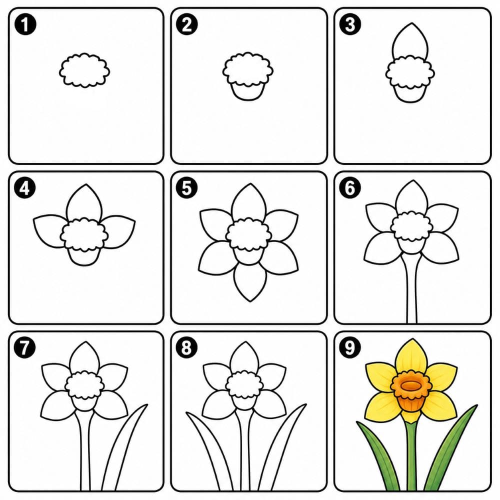 Simple daffodil Drawing Ideas