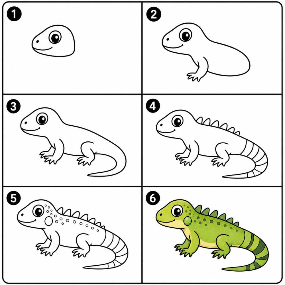 Simple iguana Drawing Ideas
