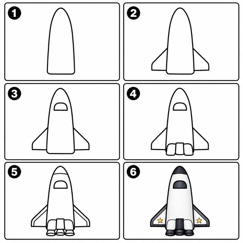 Simple space shuttle Drawing Ideas