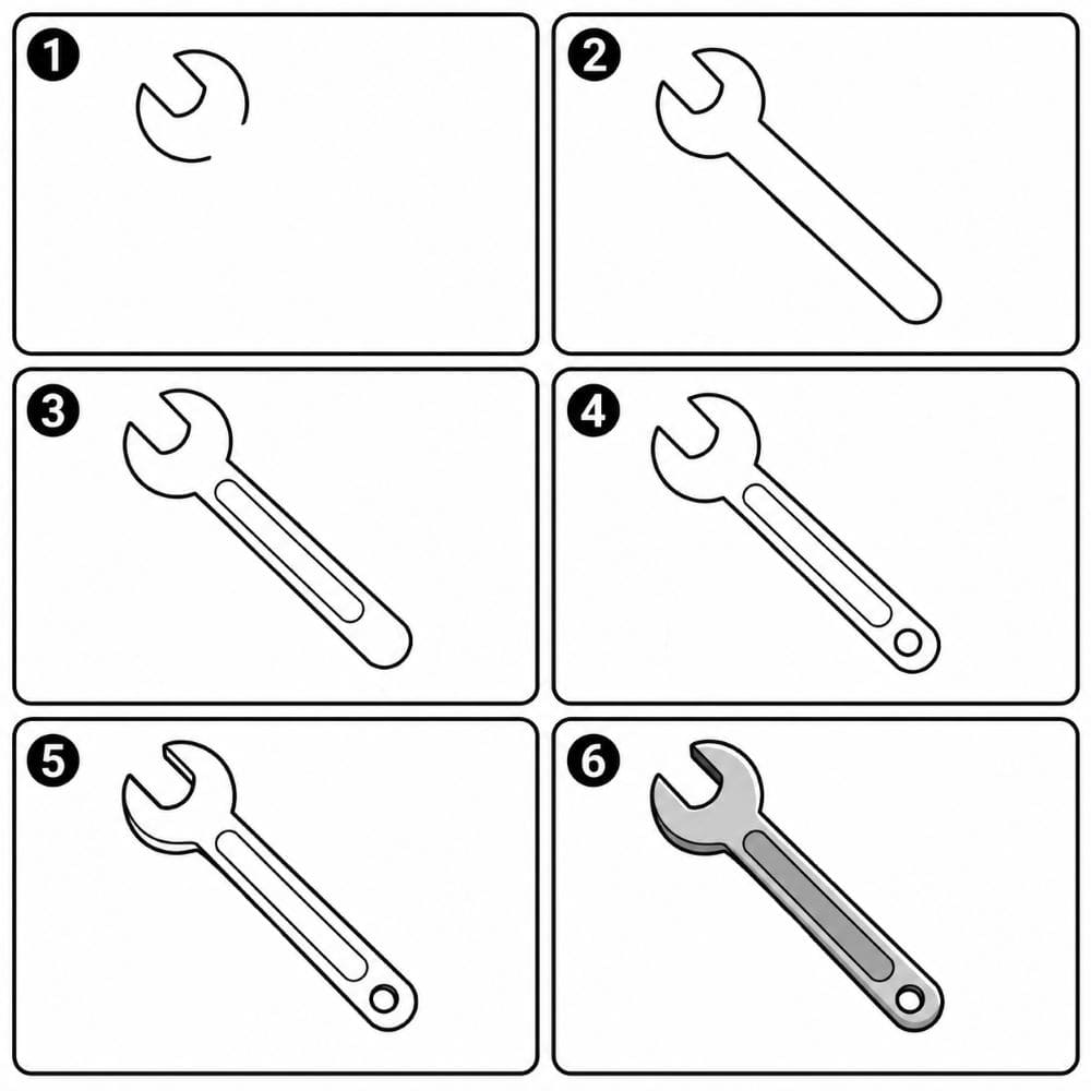 Single open-end wrench Drawing Ideas