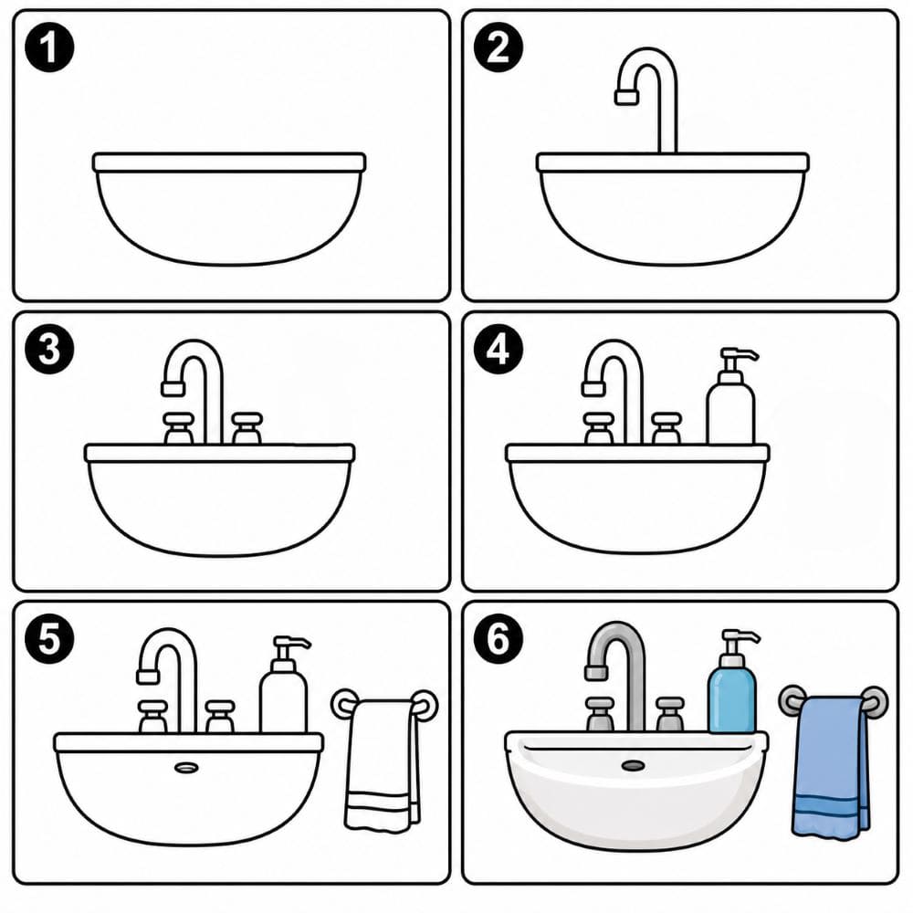 Sink in kitchen Drawing Ideas