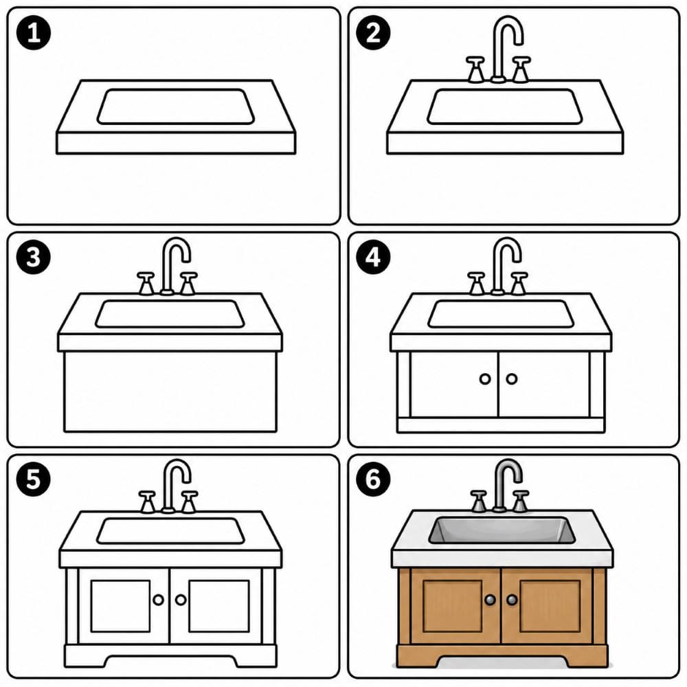 Sink with cabinet underneath Drawing Ideas