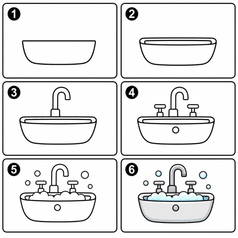 Sink with soap bubbles Drawing Ideas