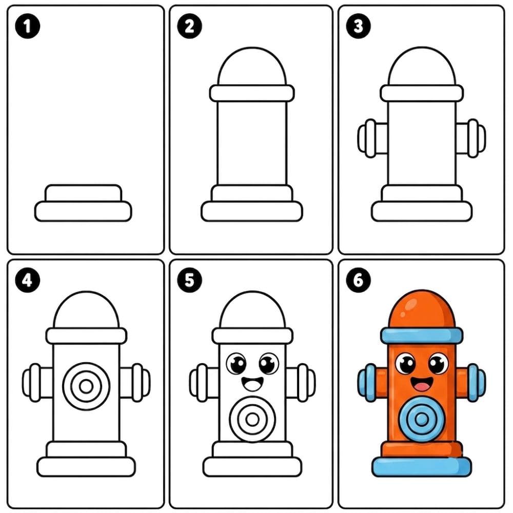 Smiling fire hydrant Drawing Ideas