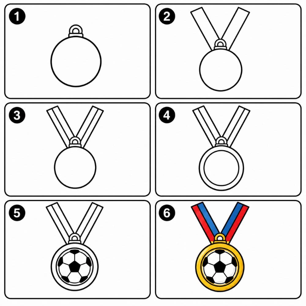 Soccer Champion Medal Drawing Ideas
