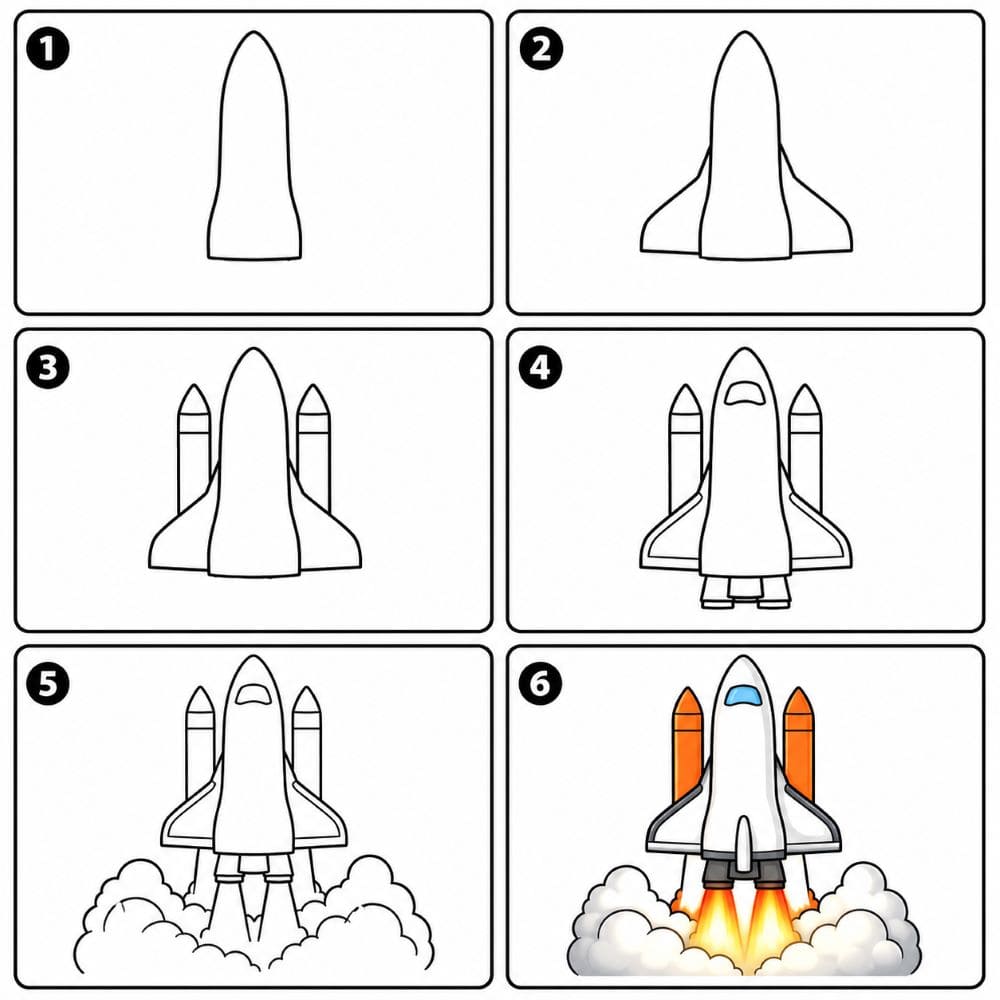 Space shuttle launching Drawing Ideas