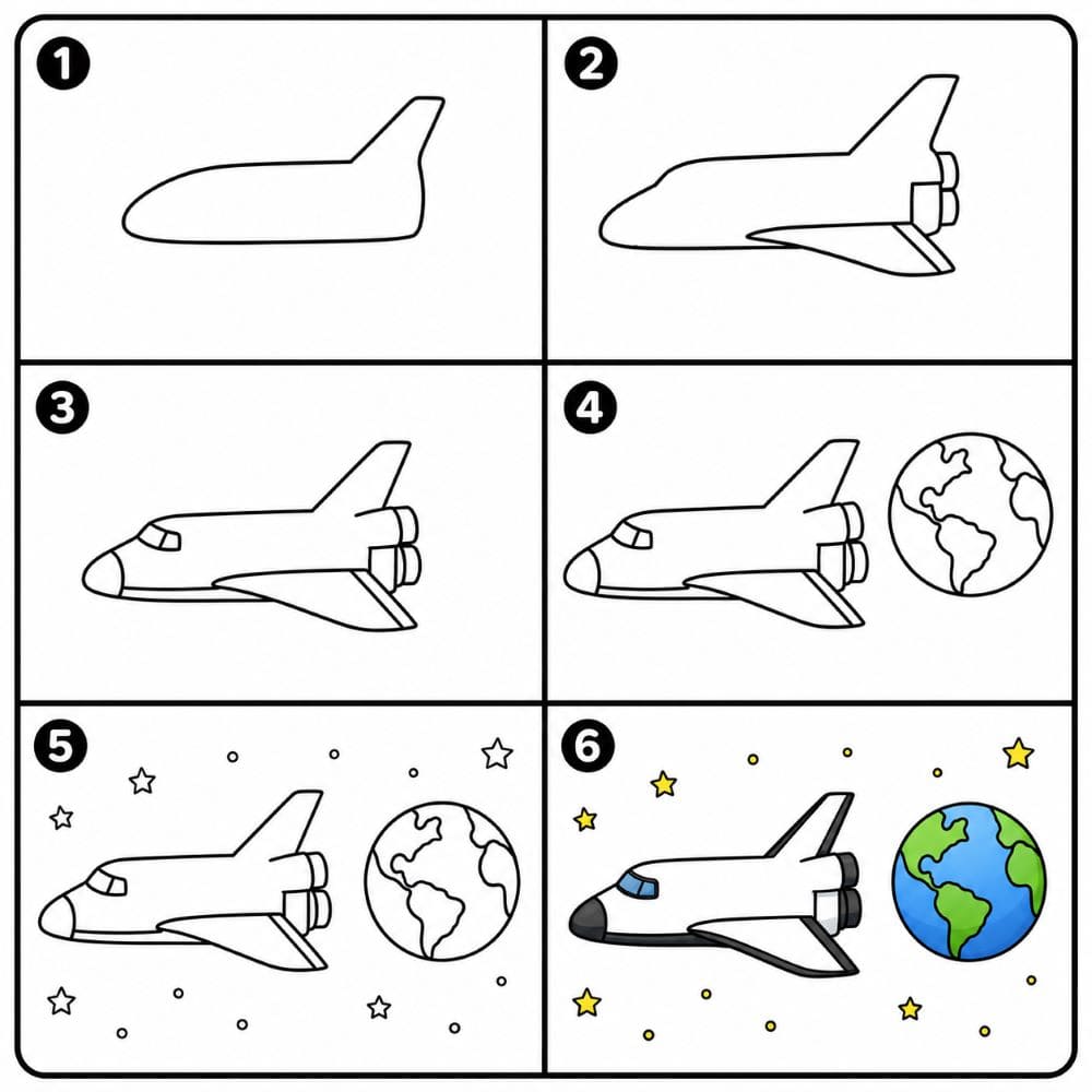 Space shuttle orbiting the Earth Drawing Ideas