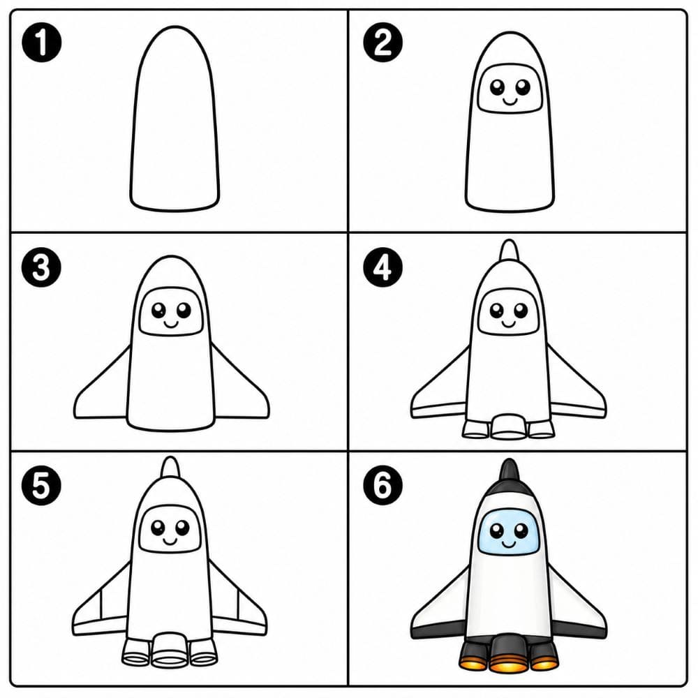 Space shuttle smiling face Drawing Ideas