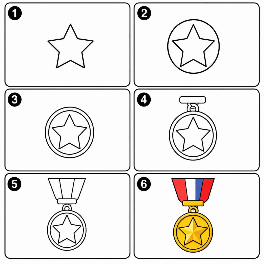 Star Medal Drawing Ideas