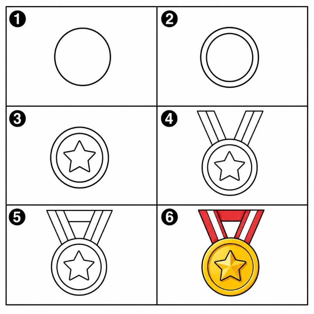 Star Winner Medal Drawing Ideas