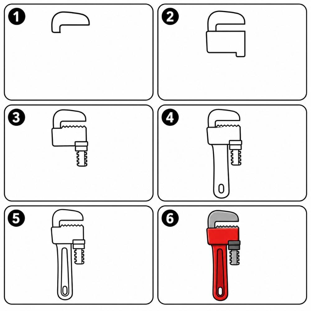 Straight pipe wrench Drawing Ideas