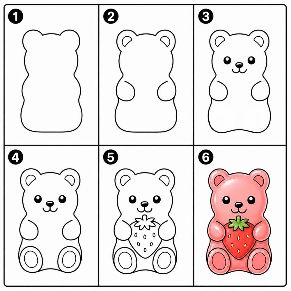 Strawberry gummy bear Drawing Ideas