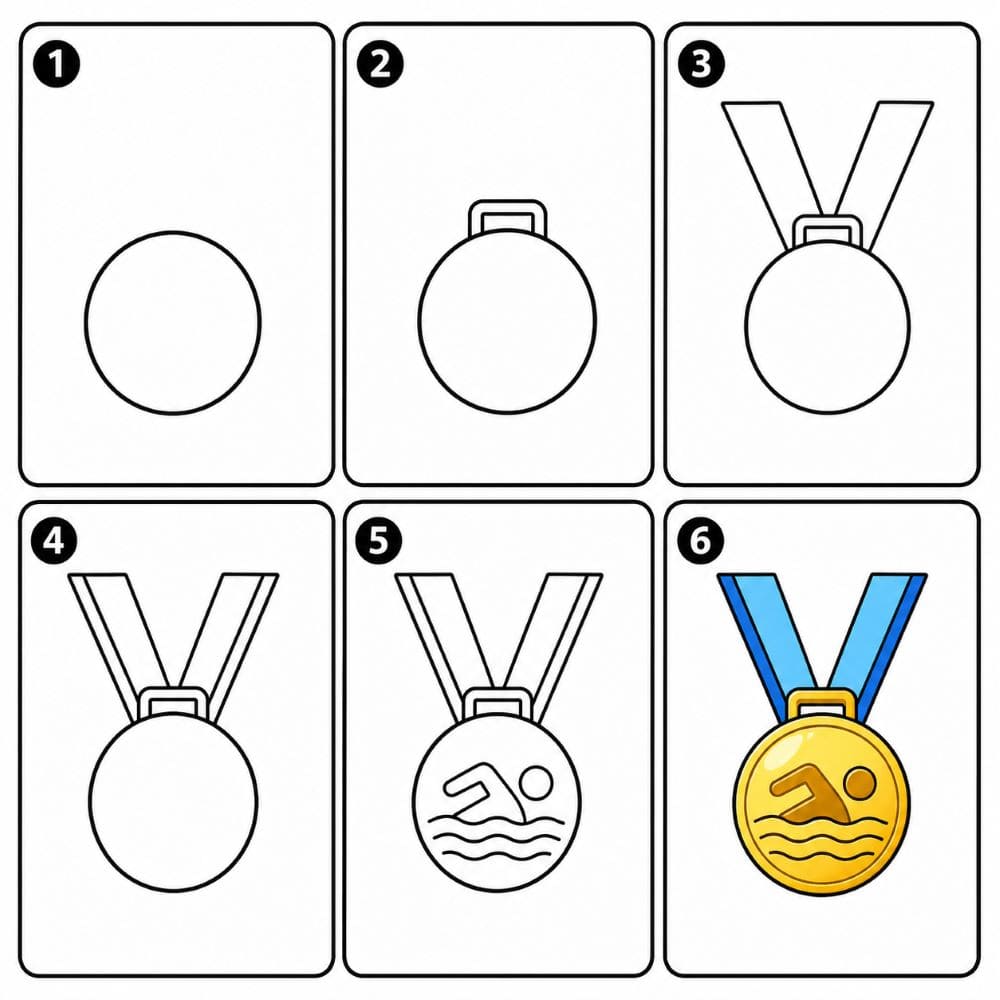 Swimming Medal Drawing Ideas