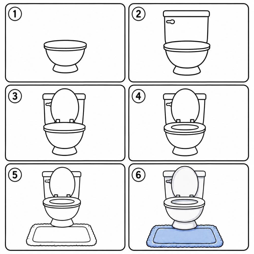 Toilet with a bath mat Drawing Ideas