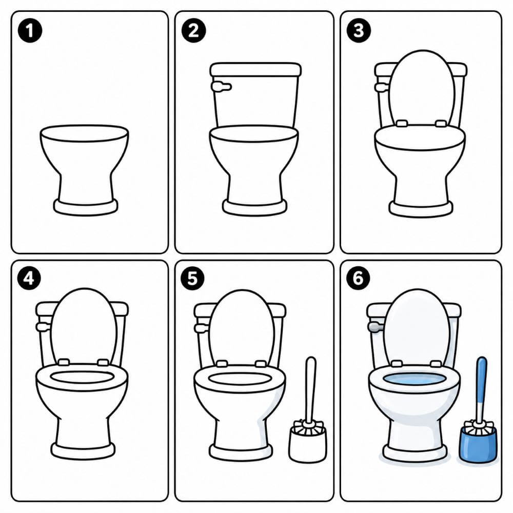 Toilet with a brush Drawing Ideas