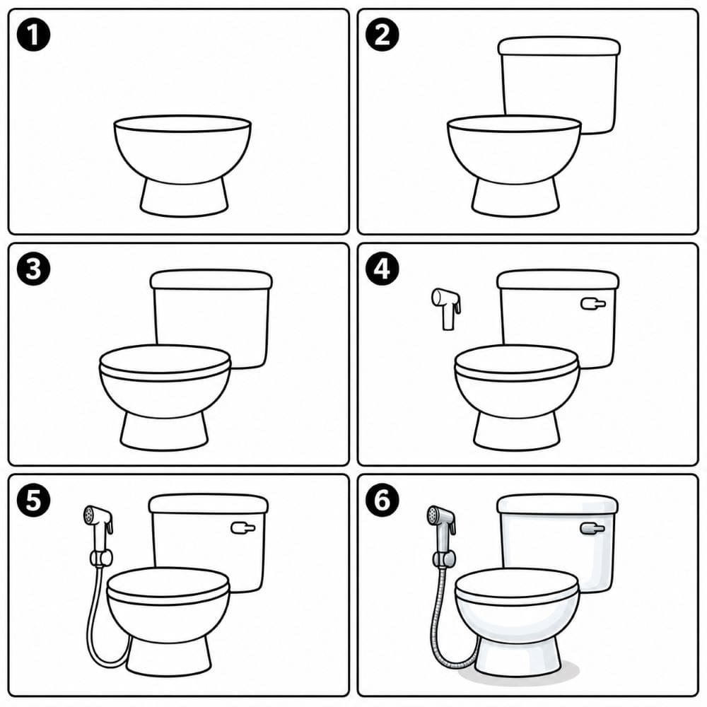 Toilet with bidet spray Drawing Ideas