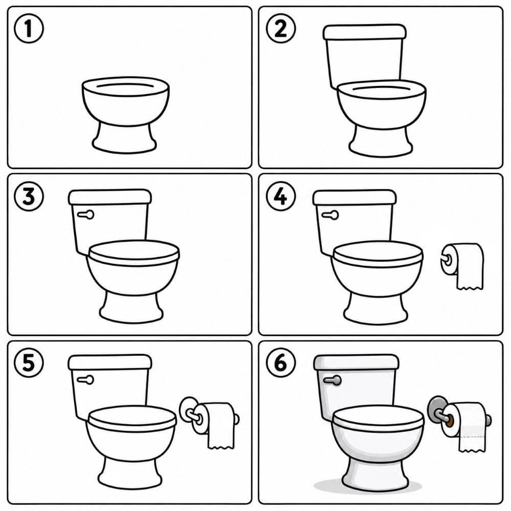 Toilet with toilet paper roll Drawing Ideas