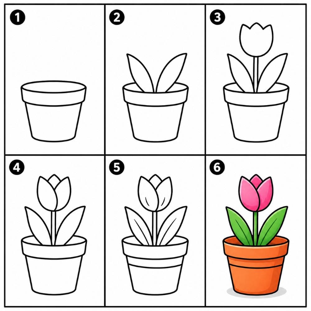 Tulip pot Drawing Ideas