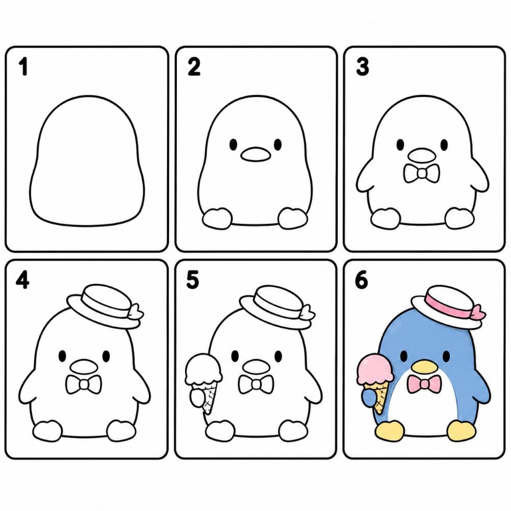 Tuxedo Sam and an ice cream Drawing Ideas