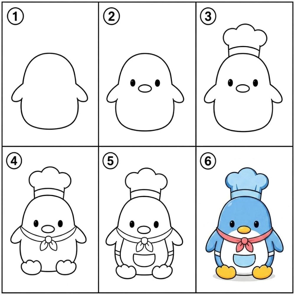 Tuxedo Sam as a chef Drawing Ideas