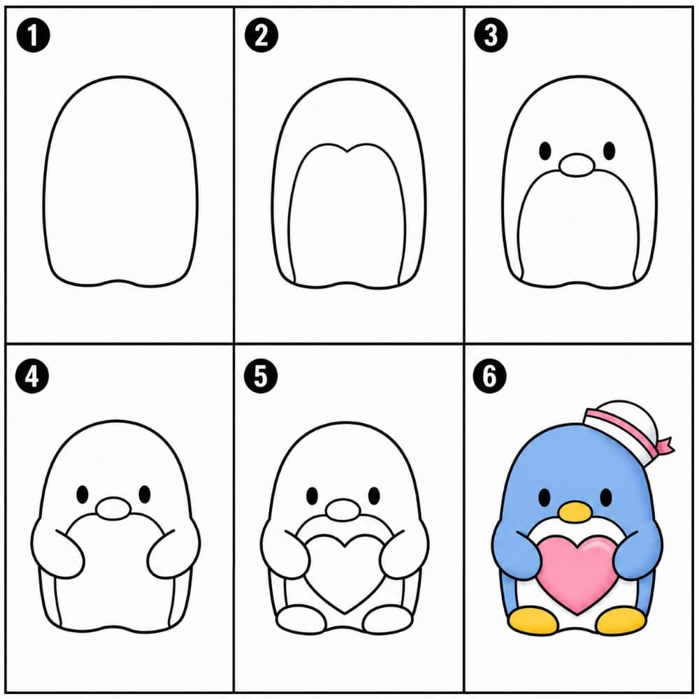 Tuxedo Sam holding a heart Drawing Ideas