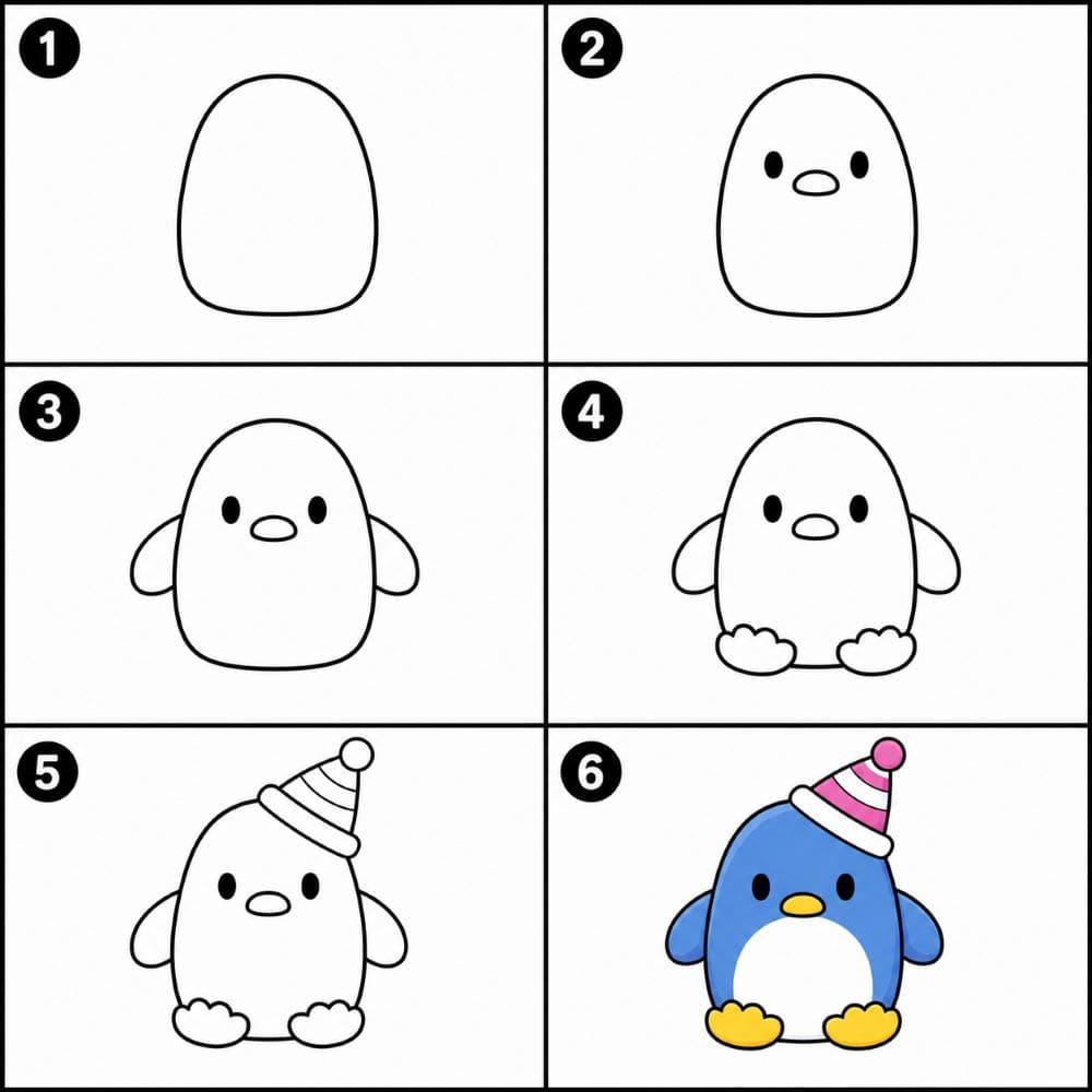Tuxedo Sam wearing a birthday hat Drawing Ideas