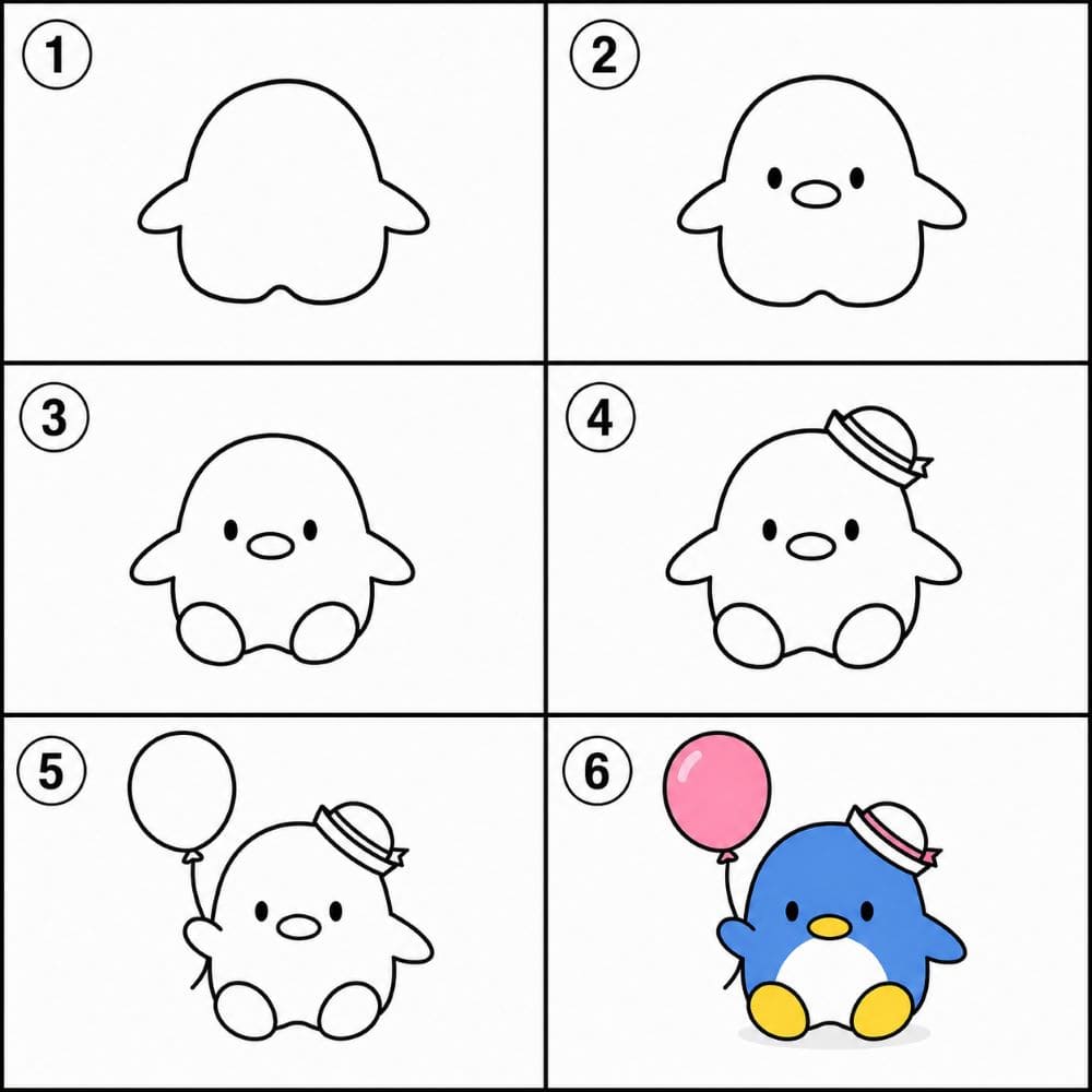Tuxedo Sam with a balloon Drawing Ideas