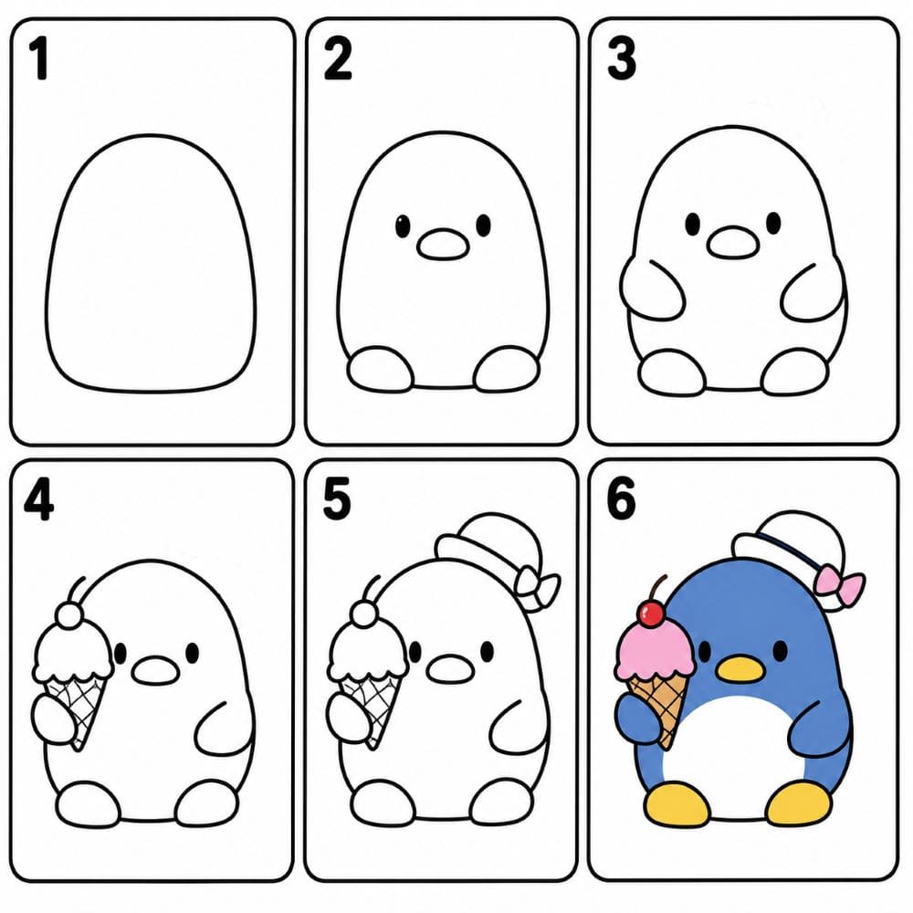 Tuxedo Sam with an ice cream Drawing Ideas